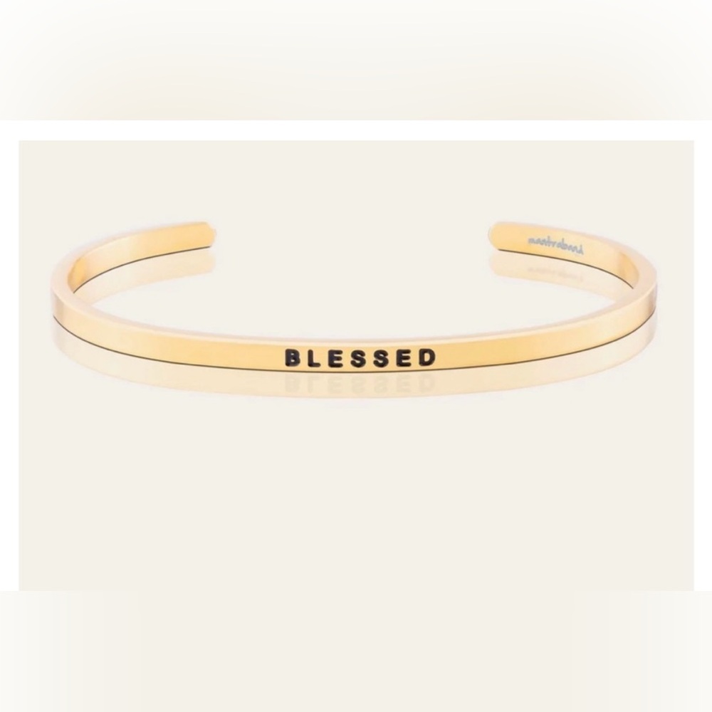 Mantra Band Yellow Gold 'Blessed' Cuff Bracelet